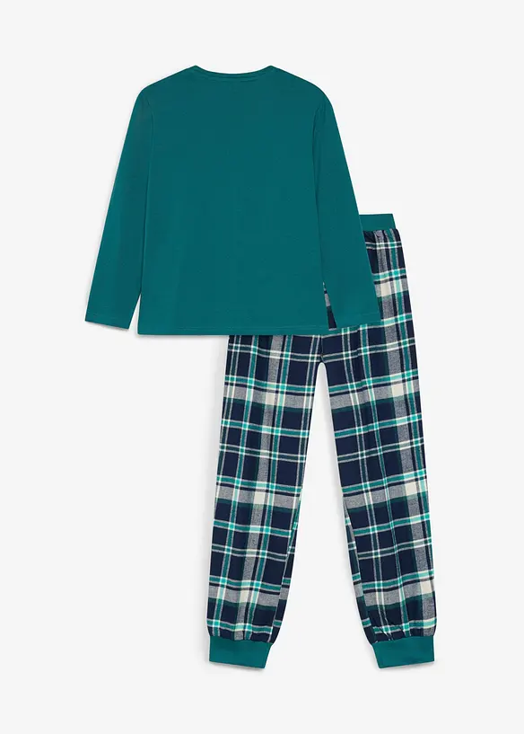Pyjamas med flanellbukse av myk bomull for barn (2-delt sett), bonprix