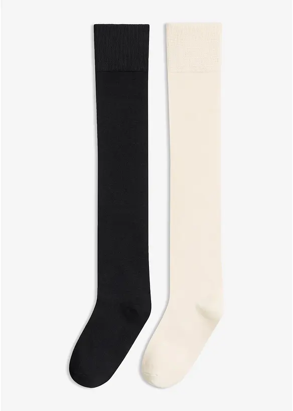 Overknee-str&oslash;mper med &oslash;kologisk bomull (2 par), bonprix