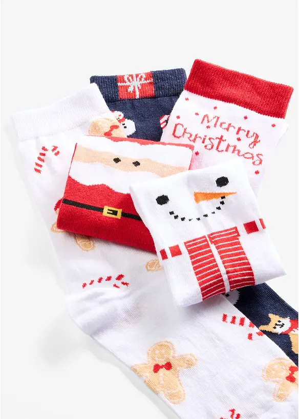 Julesokker med &oslash;kologisk bomull (5-pack), bonprix