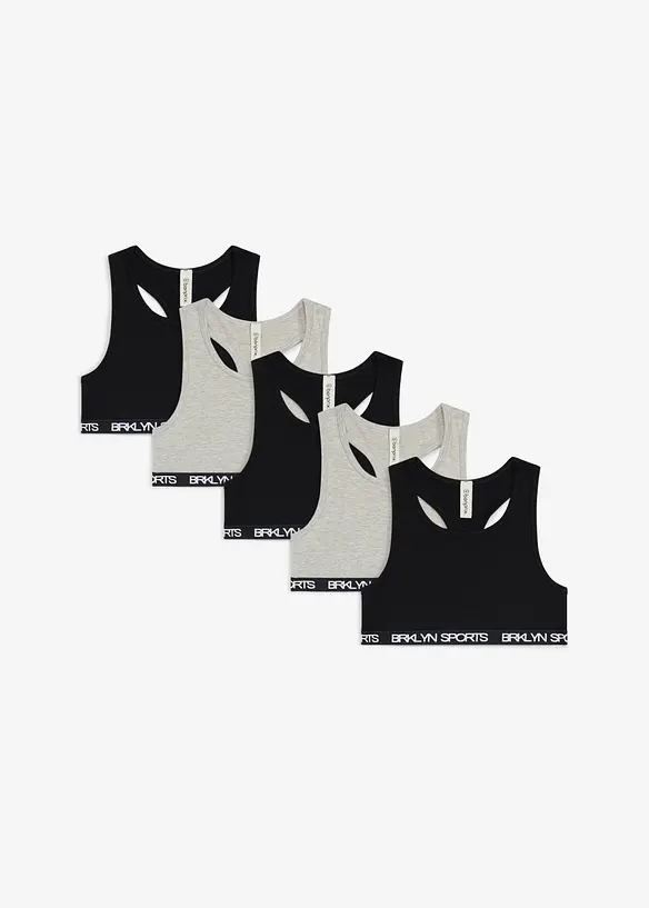 BH-topp i elastisk, &oslash;kologisk bomullsmiks (5-pack), bonprix