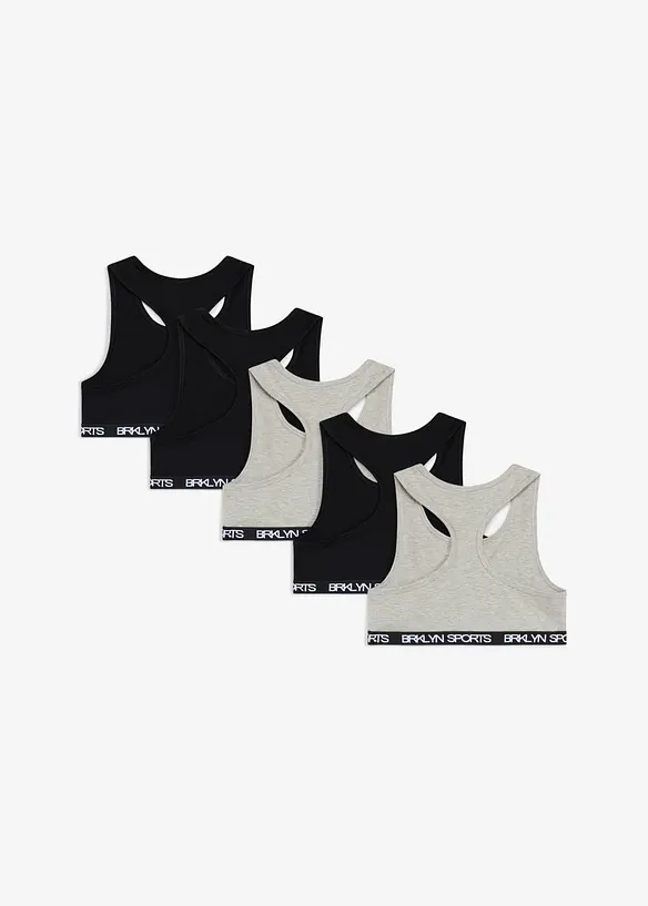 BH-topp i elastisk, &oslash;kologisk bomullsmiks (5-pack), bonprix