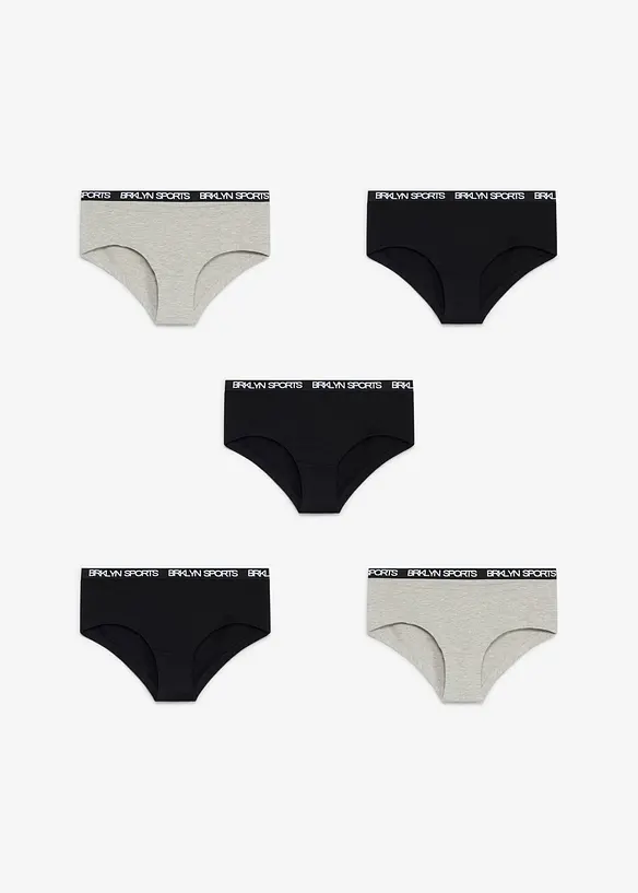 Panty av myk &oslash;kologisk bomullsmiks (5-pack), bonprix