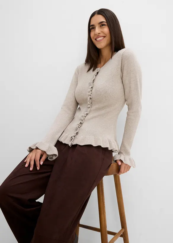 Cardigan med hullm&oslash;nster, bonprix