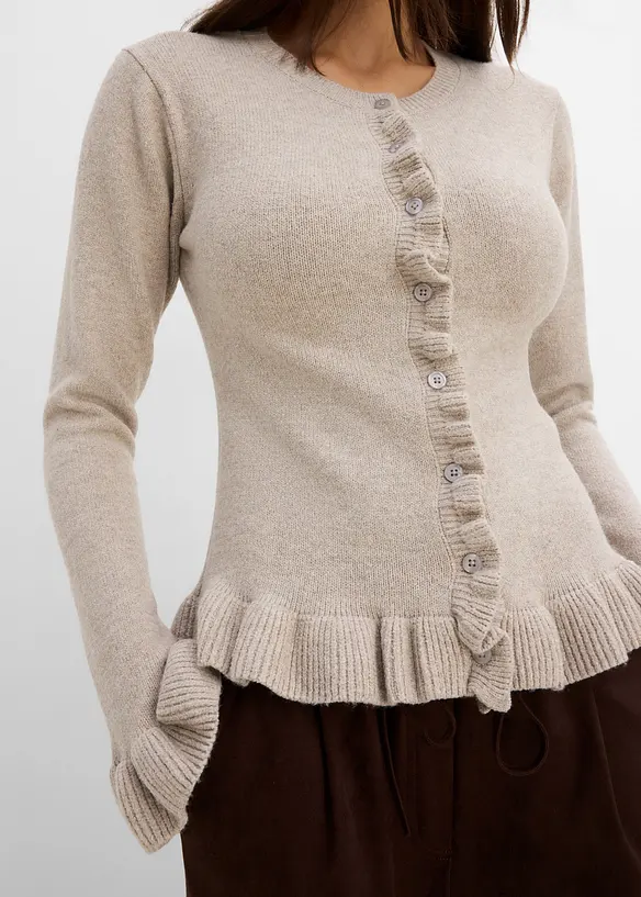 Cardigan med hullm&oslash;nster, bonprix