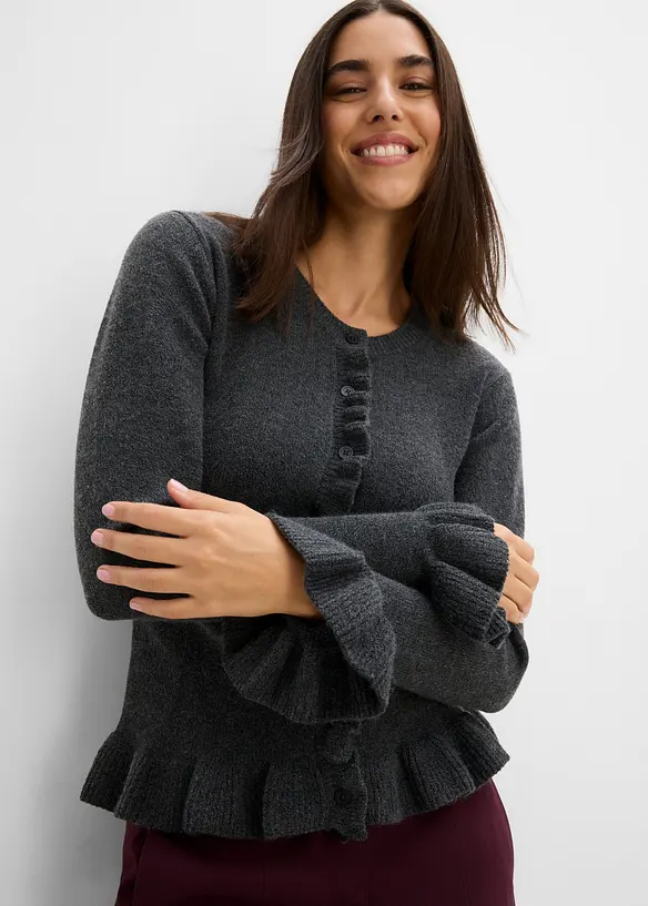 Cardigan med hullm&oslash;nster, bonprix