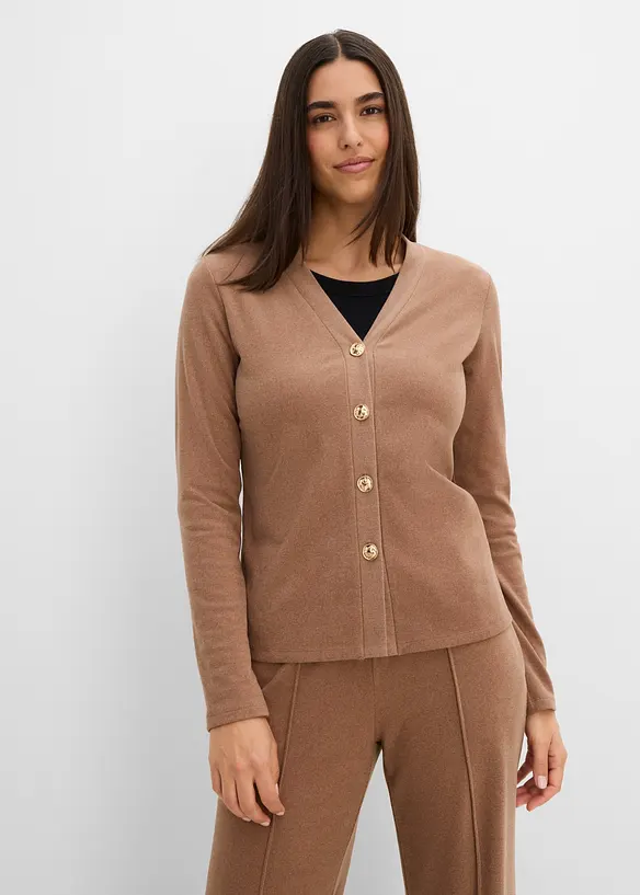 Cardigan i myk, ribbet jersey, bonprix