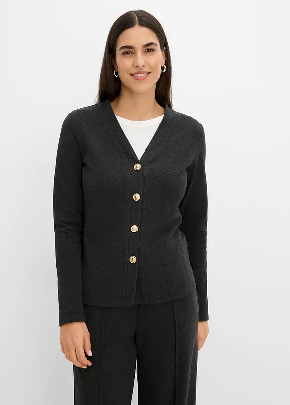 Cardigan i myk, ribbet jersey, bonprix