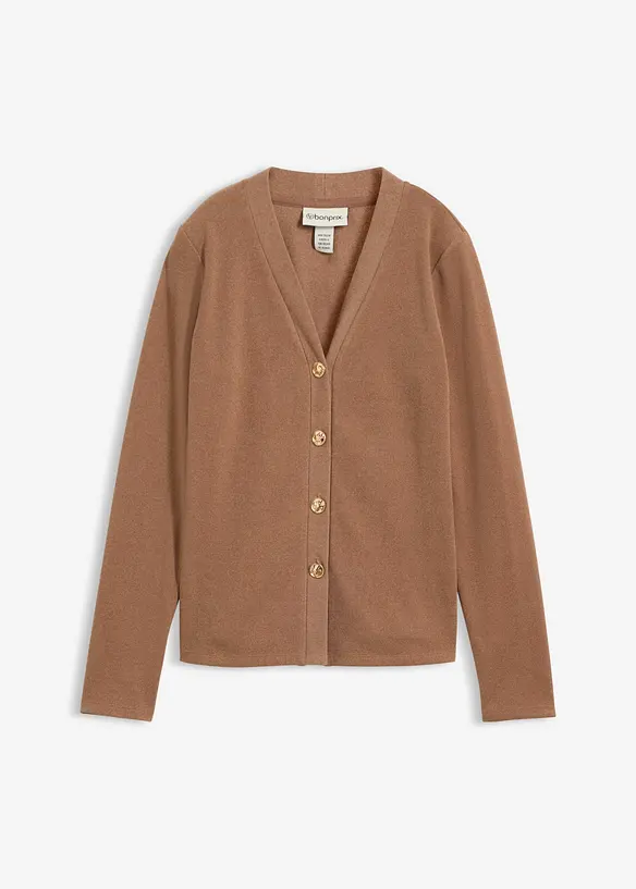 Cardigan i myk, ribbet jersey, bonprix