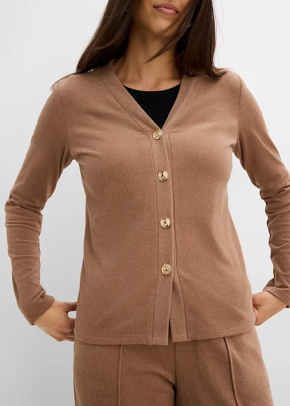 Cardigan i myk, ribbet jersey, bonprix
