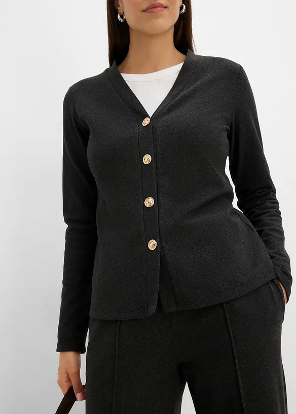 Cardigan i myk, ribbet jersey, bonprix