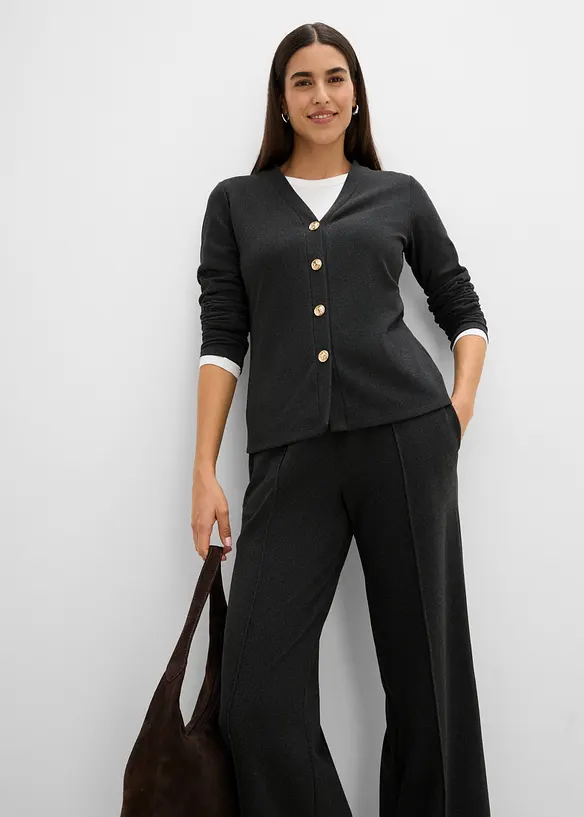 Cardigan i myk, ribbet jersey, bonprix