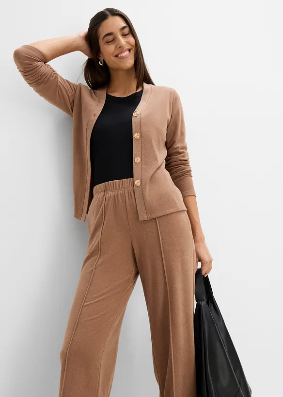 Pull on-bukse i myk, ribbet jersey, bonprix