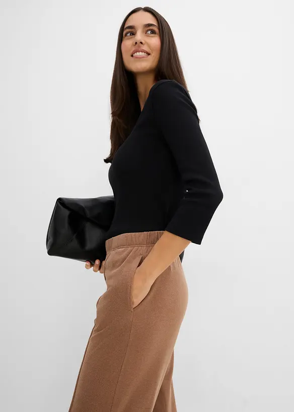 Pull on-bukse i myk, ribbet jersey, bonprix