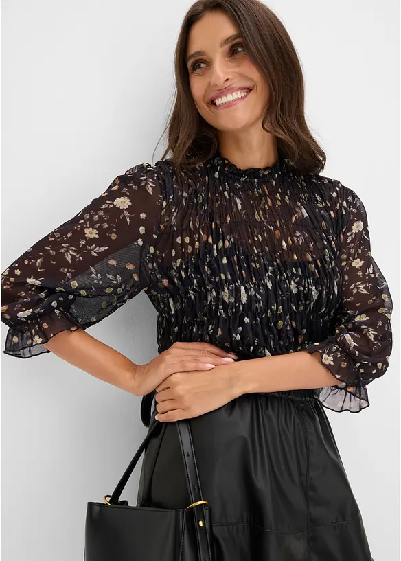 Bluse i lett mesh, bonprix