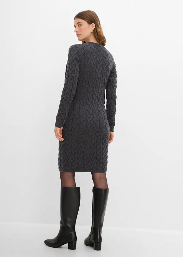 Strikket kjole med p&aring;sydd bolero, bonprix