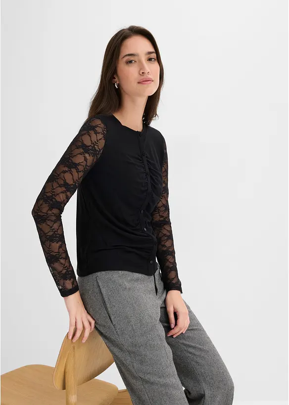 Innsvingt, langermet topp, bonprix
