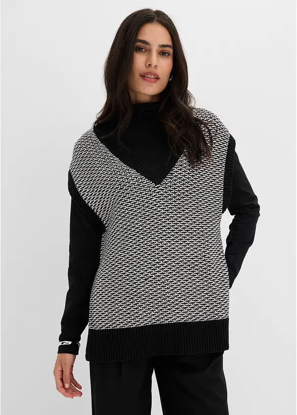 Oversized, strikket vest, bonprix