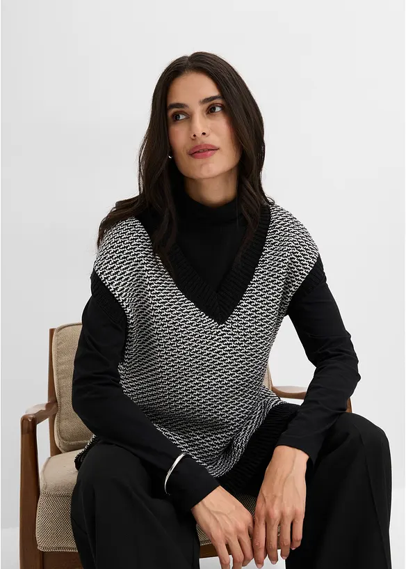 Oversized, strikket vest, bonprix
