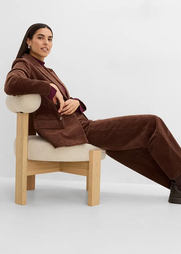 Kordfl&oslash;yelsbukse i bomullsstretch, bonprix
