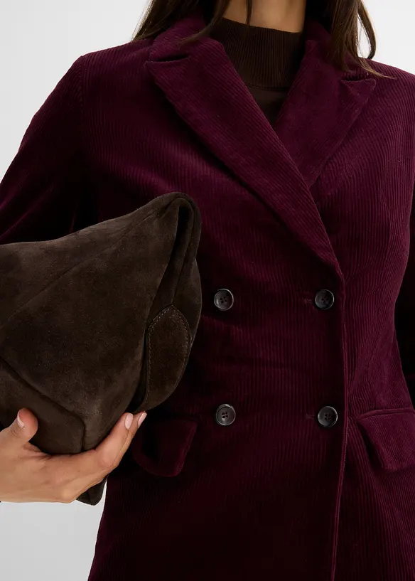 Dobbeltspent blazer i kordfl&oslash;yel, bonprix