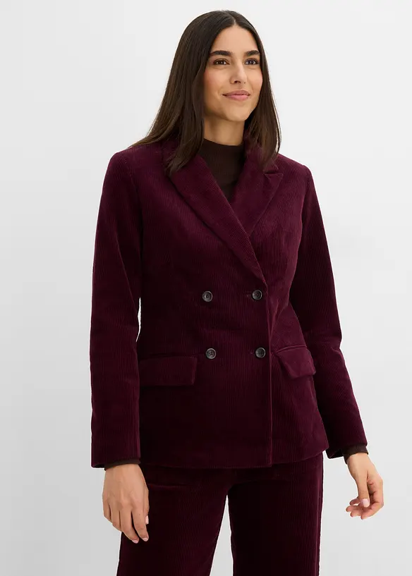 Dobbeltspent blazer i kordfl&oslash;yel, bonprix