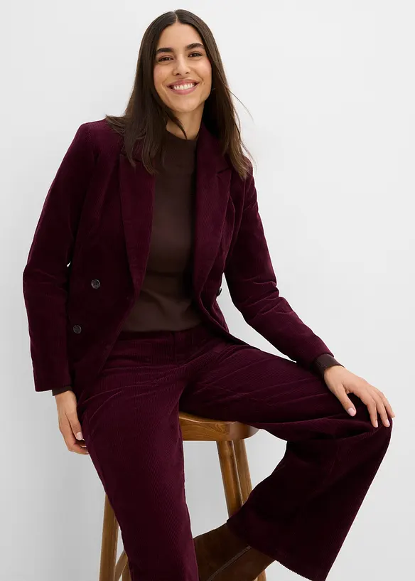 Dobbeltspent blazer i kordfl&oslash;yel, bonprix