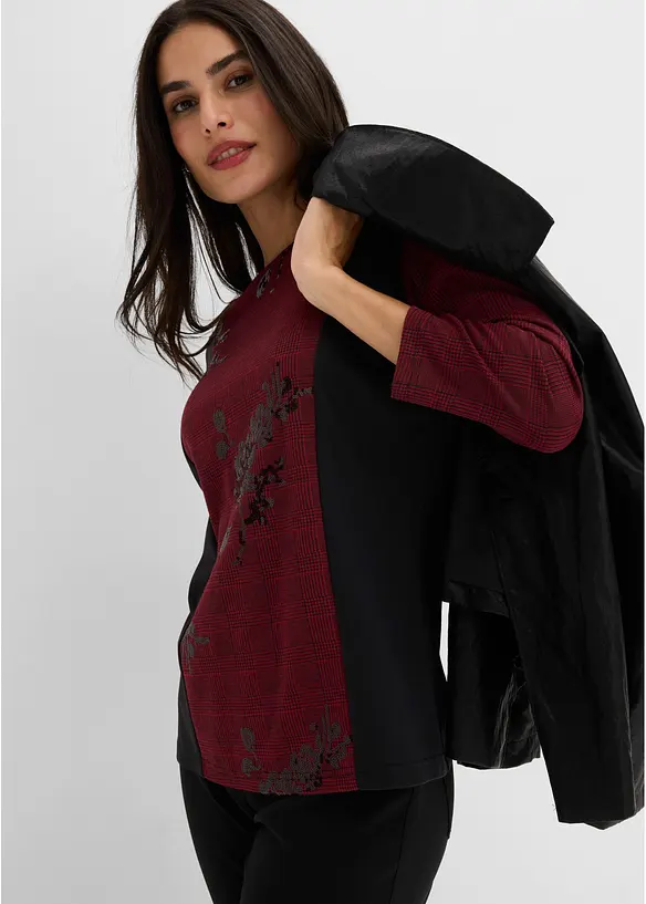 Jacquardtopp med broderi, bonprix