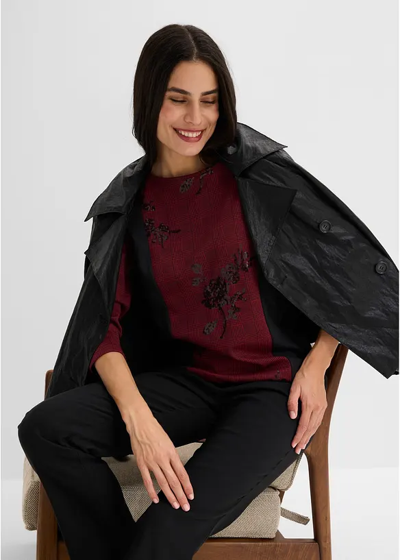 Jacquardtopp med broderi, bonprix