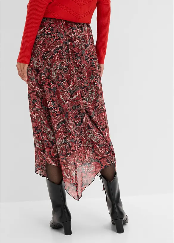 Skj&oslash;rt i chiffon med asymmetrisk nederkant, bonprix
