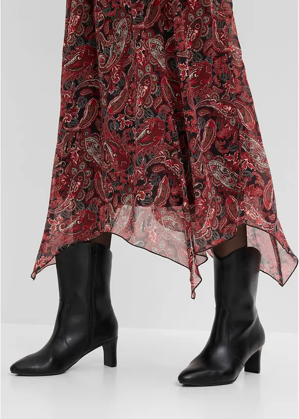 Skj&oslash;rt i chiffon med asymmetrisk nederkant, bonprix