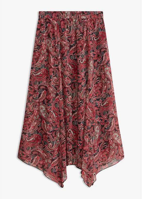 Skj&oslash;rt i chiffon med asymmetrisk nederkant, bonprix