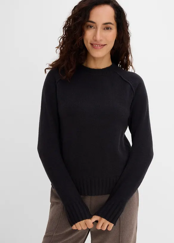 Strikket genser med raglanermer, bonprix