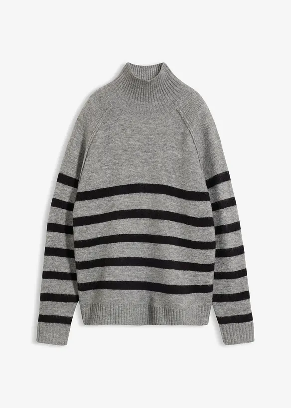 Ledig strikkegenser med rullekrage, bonprix