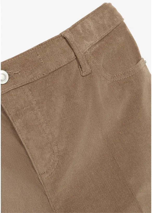 Mama bukse med lav linning i stretchy kordfl&oslash;yel, wide leg, bonprix