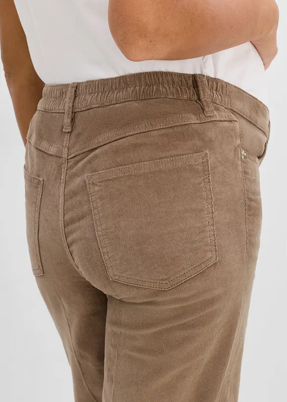 Mama bukse med lav linning i stretchy kordfl&oslash;yel, wide leg, bonprix