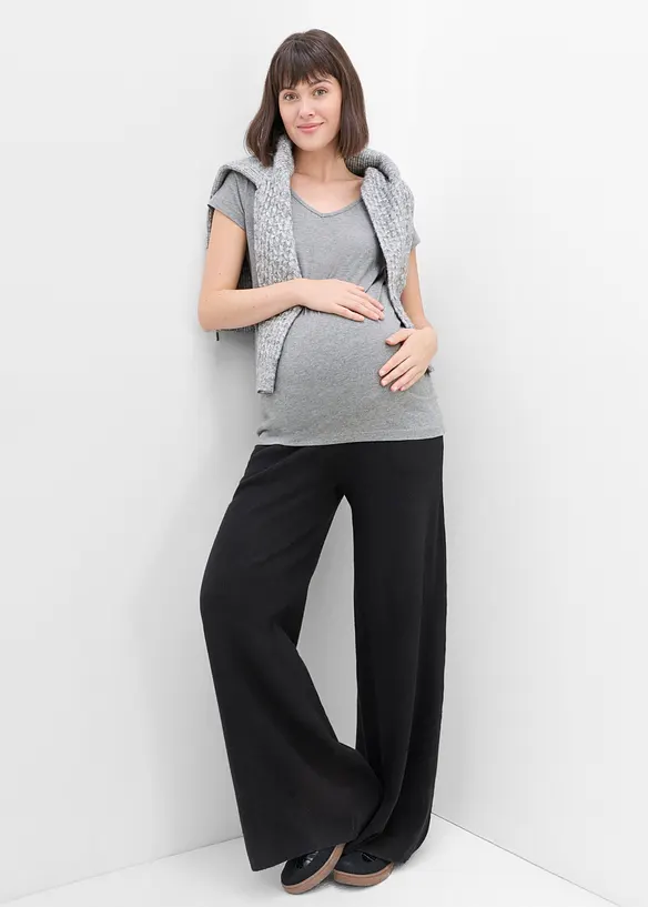 Myk, strikket mama bukse, straight leg, bonprix
