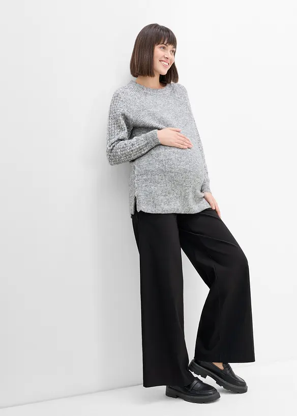 Elastisk mammabukse med buksepress, Wide Leg, bonprix