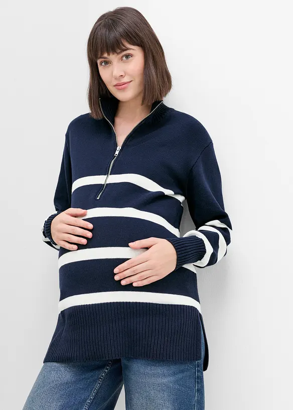 Mamma-half zip-genser i 100% &oslash;kologisk bomull, bonprix
