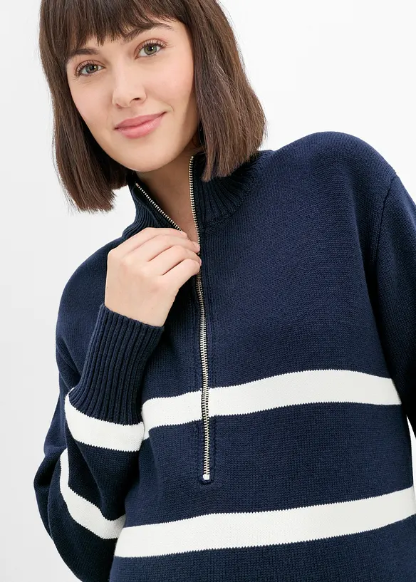 Mamma-half zip-genser i 100% &oslash;kologisk bomull, bonprix
