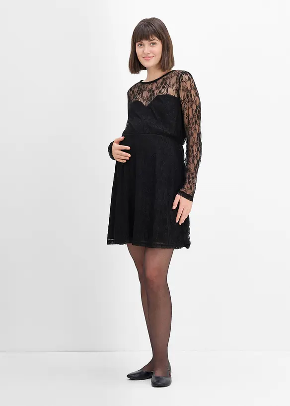 Mama partykjole i blondemateriale og jersey, bonprix