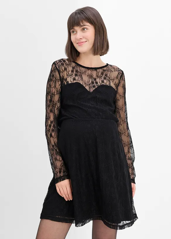 Mama partykjole i blondemateriale og jersey, bonprix