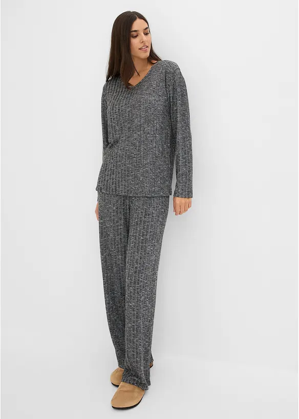Loungewear kosedress i ribbemateriale, bonprix