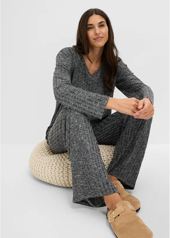 Loungewear kosedress i ribbemateriale, bonprix