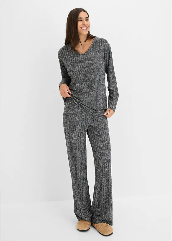 Loungewear kosedress i ribbemateriale, bonprix