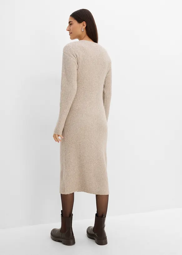 Strikket midikjole med knapper, bonprix