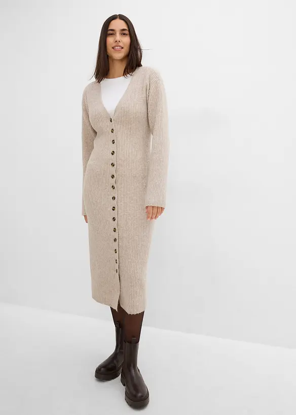 Strikket midikjole med knapper, bonprix