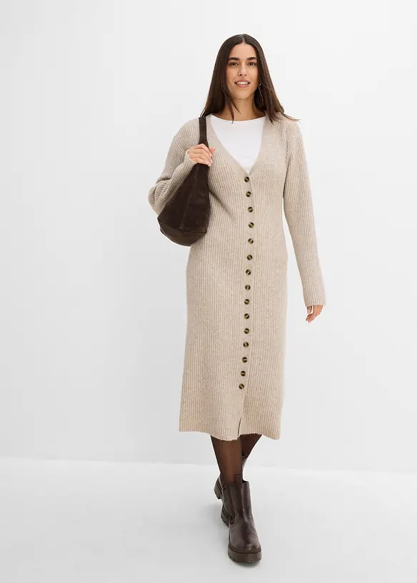 Strikket midikjole med knapper, bonprix