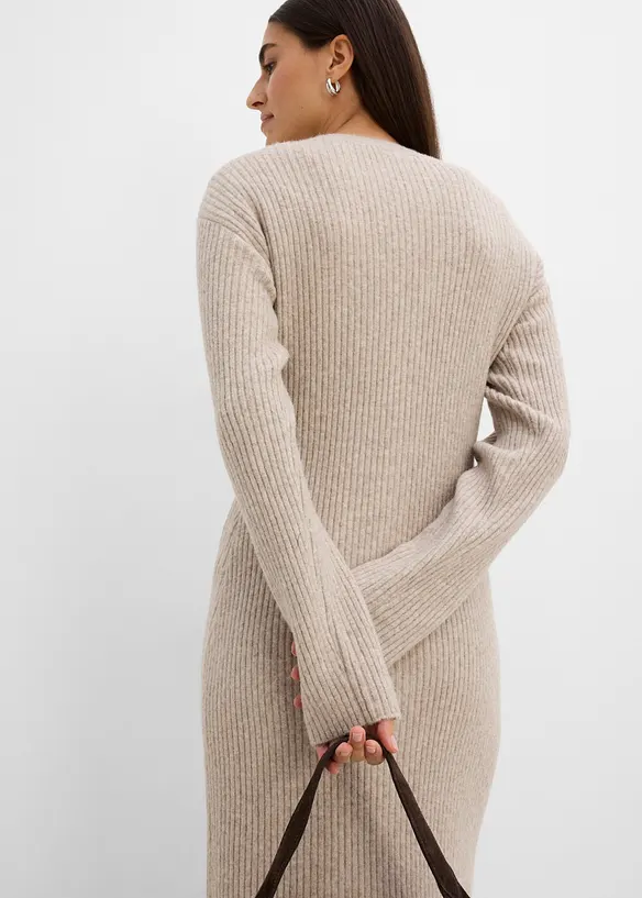 Strikket midikjole med knapper, bonprix