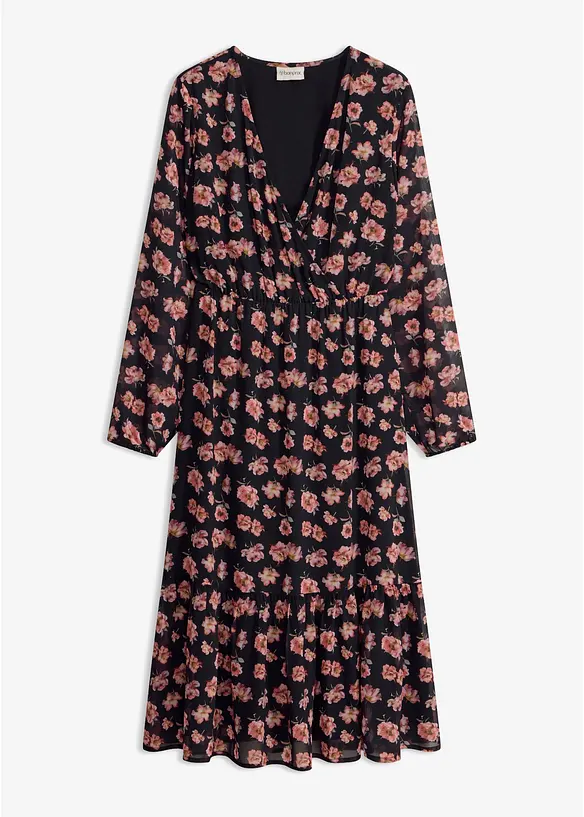 M&oslash;nstret midikjole i chiffon, bonprix