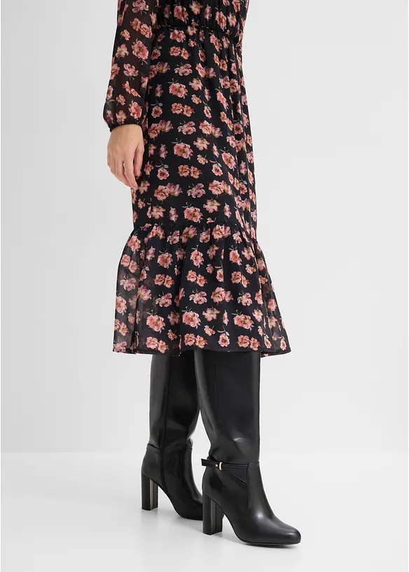 M&oslash;nstret midikjole i chiffon, bonprix